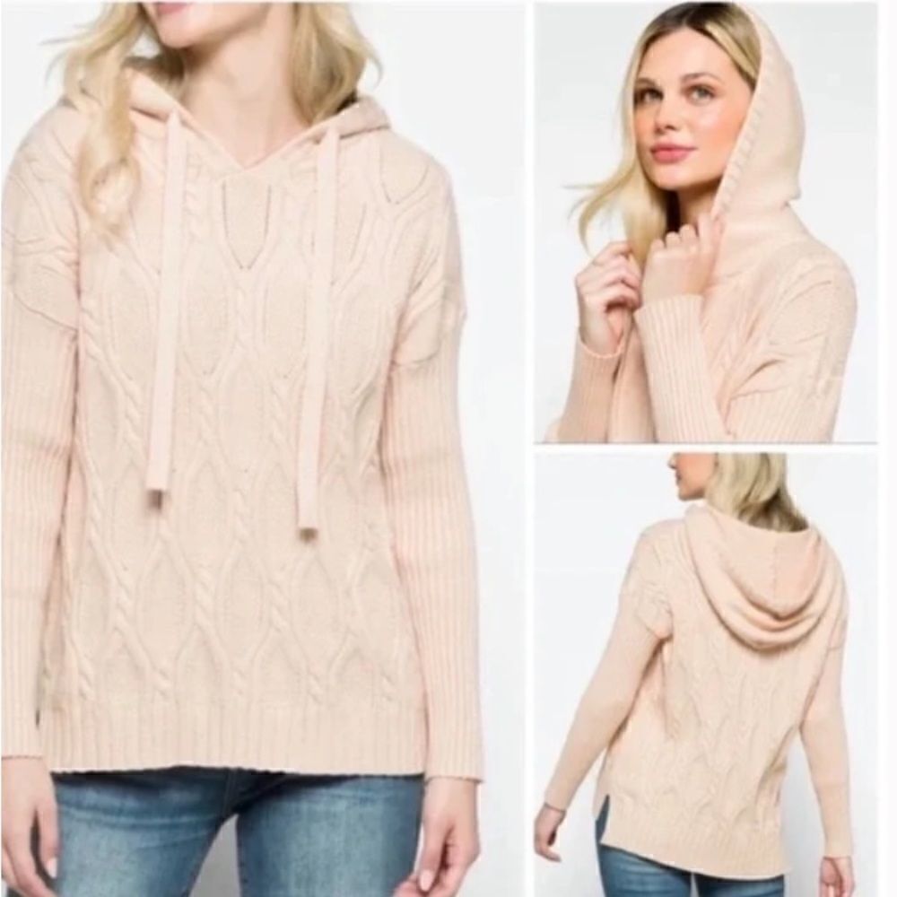 🔥 Take 50% OFF- Fate Jaziah Cable City Hooded Off-White Sweater, Size-2XL